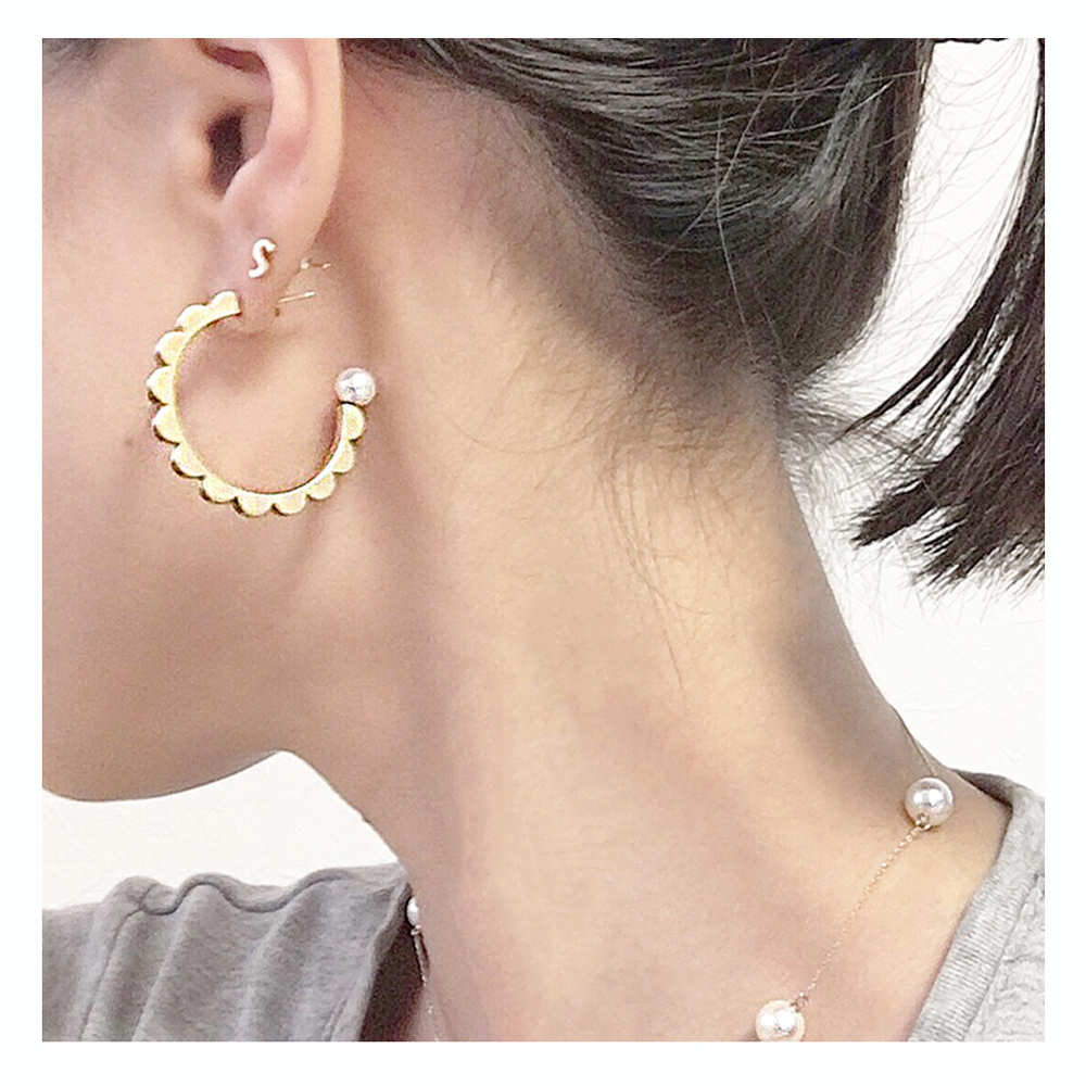 ■scallop pearl pierce■ スカラップパールピアス 